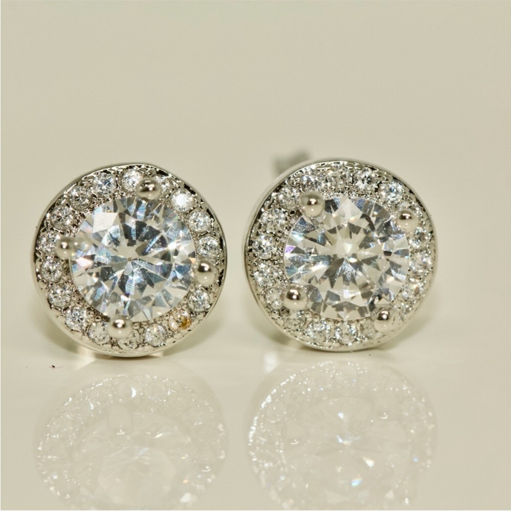 Stunning 18K Dipped White Gold Jenna Jameson Topez Earrings - 2 karats total